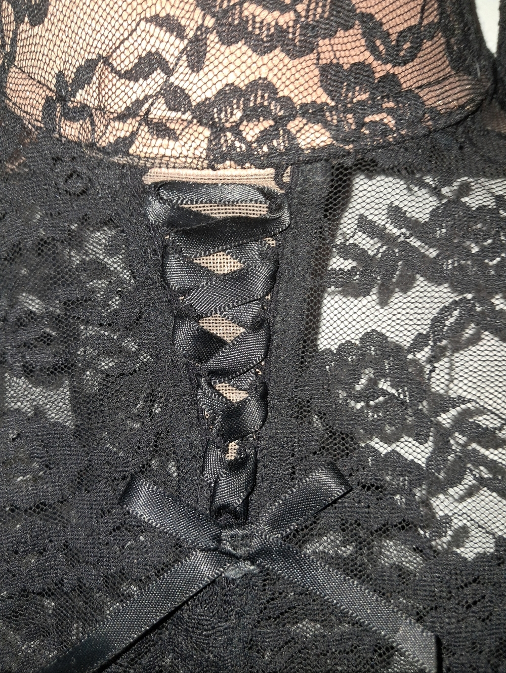 Adore Me Black Lace Floral Chemise Slip Dress Nighty With Nude Cups EUC | Sz XS - Picture 9 of 10